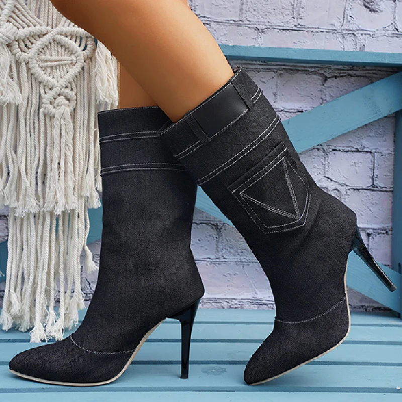 Casual Patchwork Pointed Out Door Shoes (Heel Height 3.54in) - Panekey