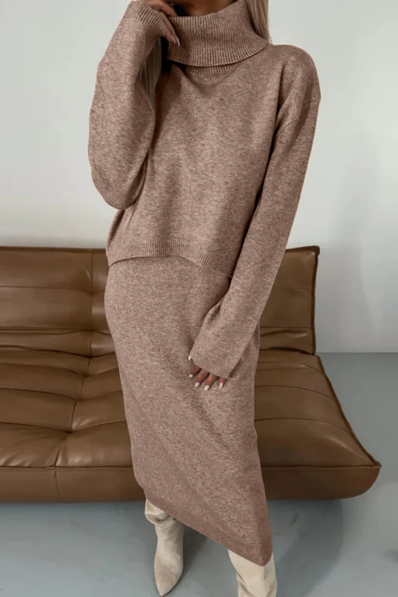 Casual Basic Turtleneck Long Sleeve Two Pieces(6 Colors) - Panekey