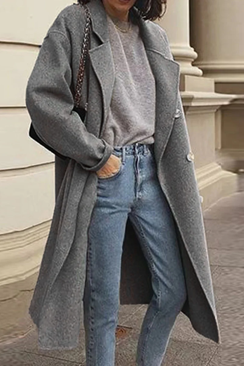 Casual Elegant Solid Buckle Turndown Collar Outerwear(6 Colors) - Panekey