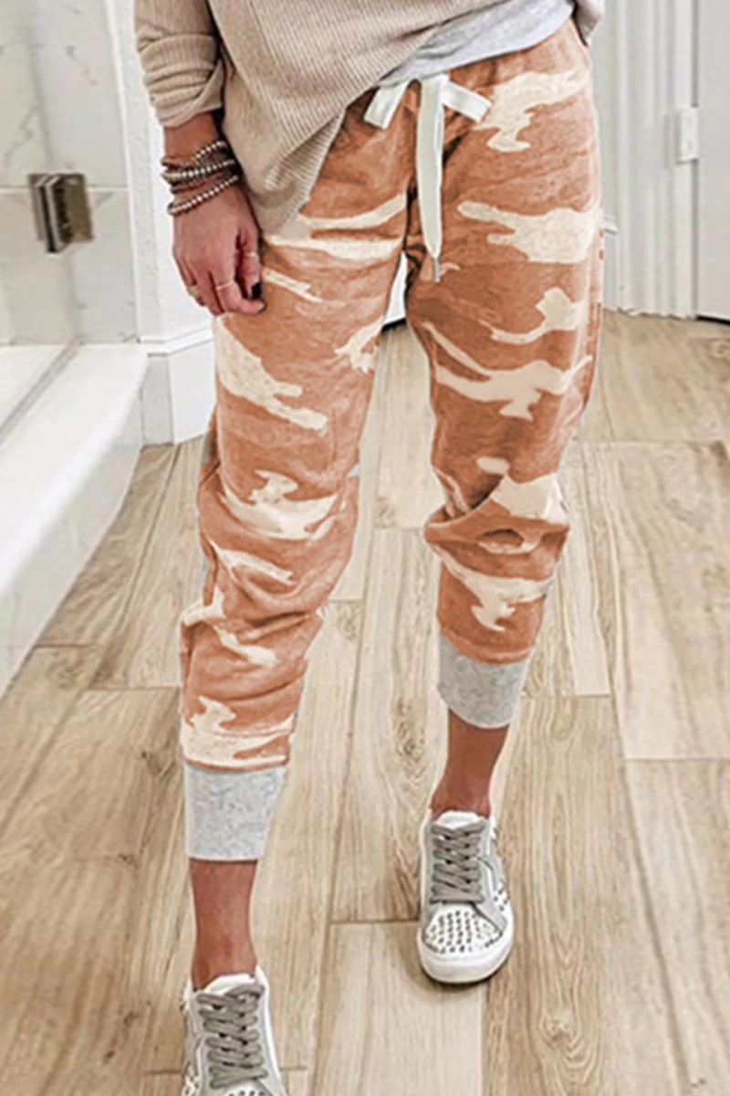 Casual Camouflage Print Draw String Capris Patchwork Bottoms(3 Colors) - Panekey