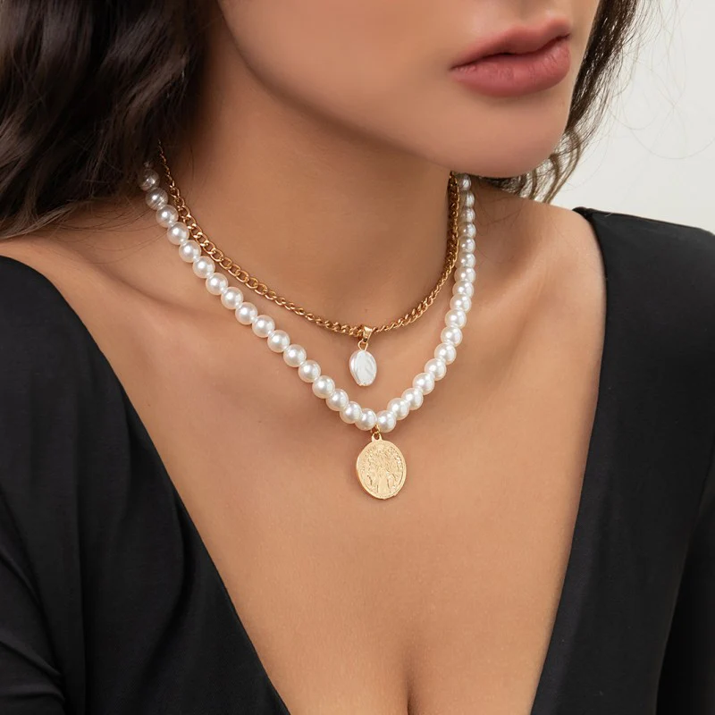 Casual Geometric Patchwork Pearl Necklaces - Panekey