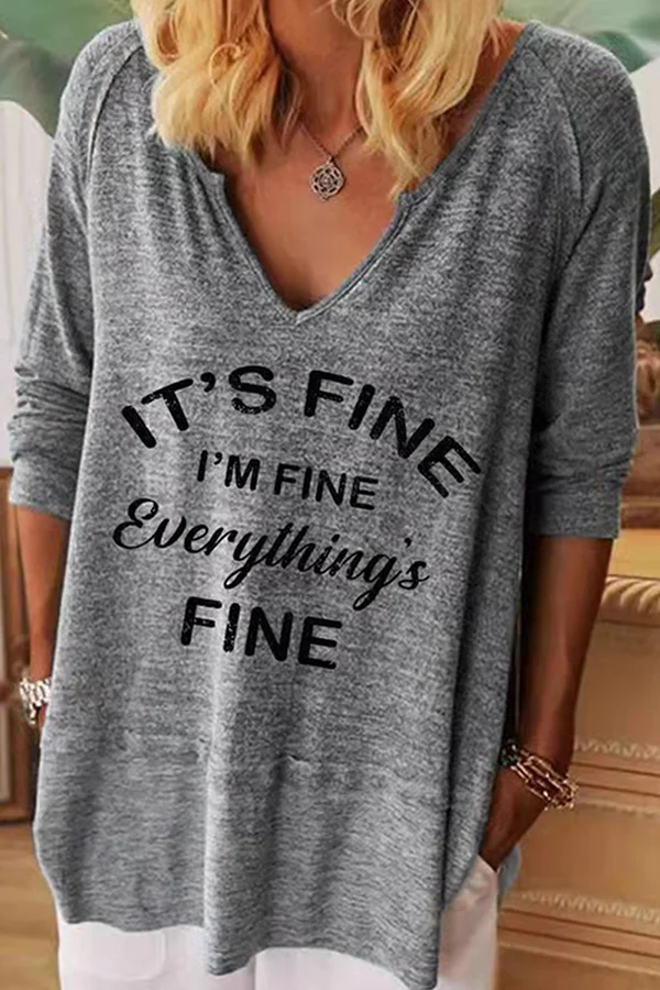 Casual Letter Basic V Neck Tops(7 Colors) - Panekey