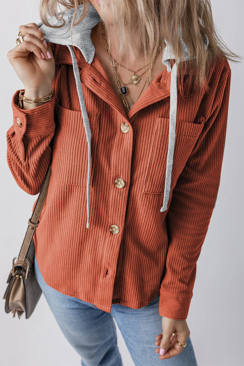 Casual Daily Draw String Buttons Patchwork Contrast Hooded Tops - Panekey