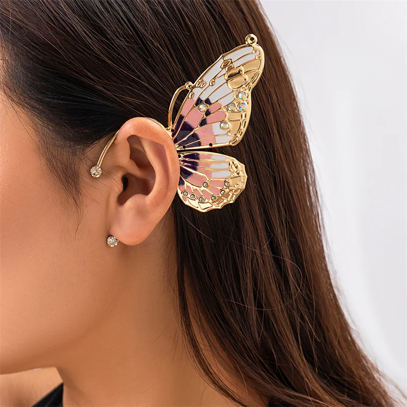 Casual Butterfly Patchwork Rhinestone Earrings - Panekey