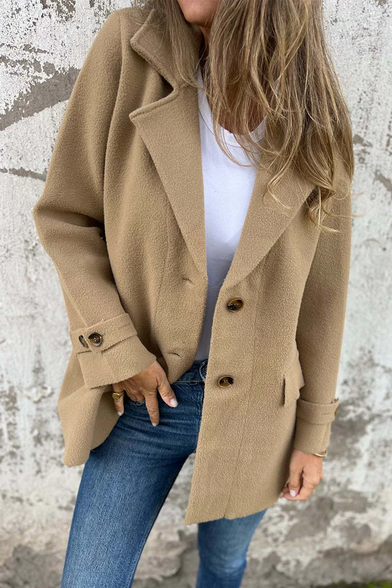 Casual Daily Buttons Gross Turn-back Collar Outerwear(3 Colors) - Panekey