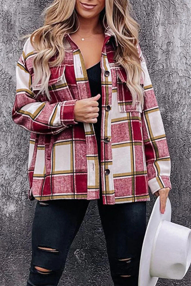 Casual Plaid Patchwork Turndown Collar Blouses(5 Colors) - Panekey