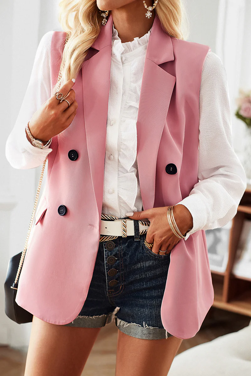 British Style Simplicity Solid Pocket Buttons Turn-back Collar Tops(4 Colors) - Panekey