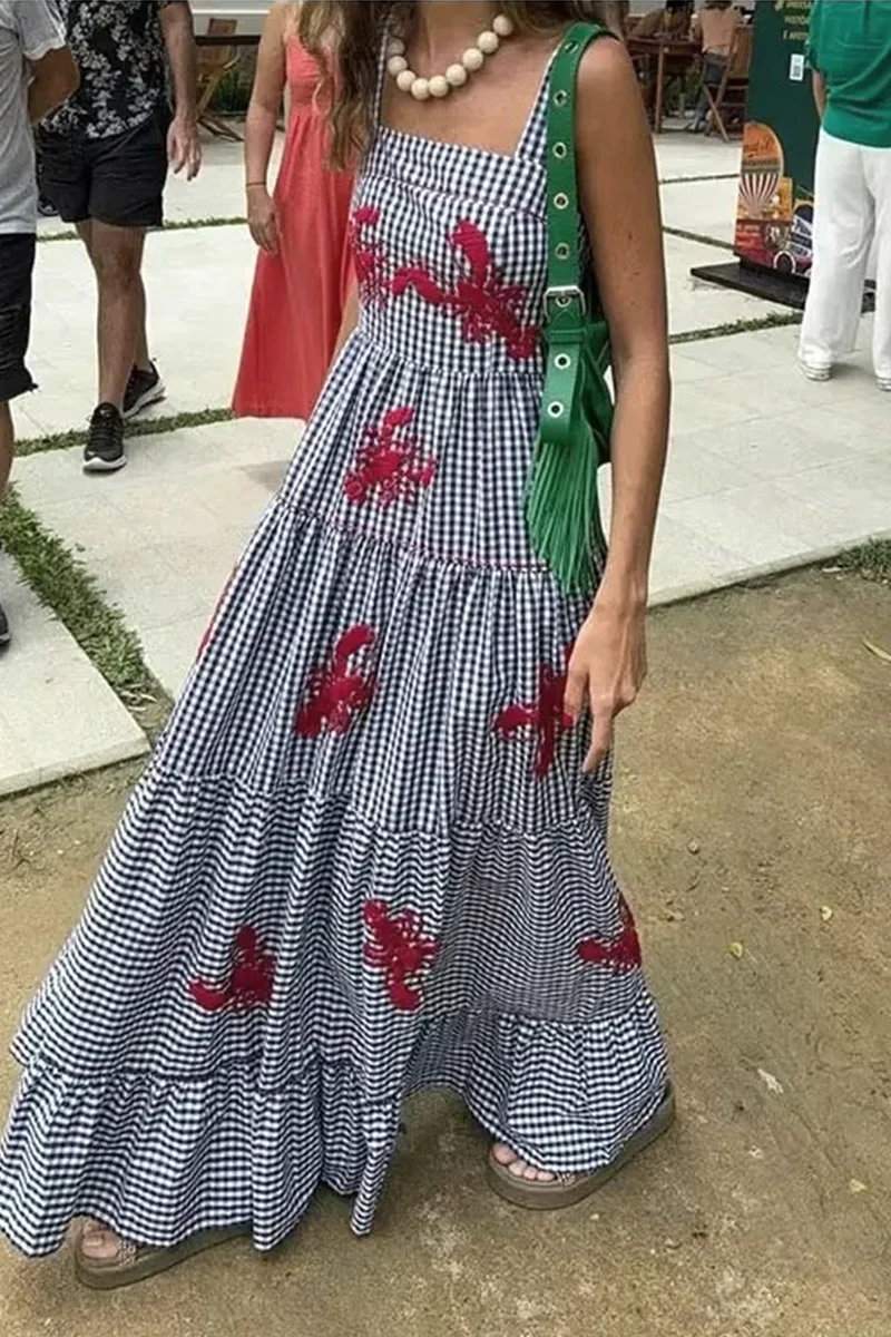 Casual Animal Embroidered Sling Dresses - Panekey