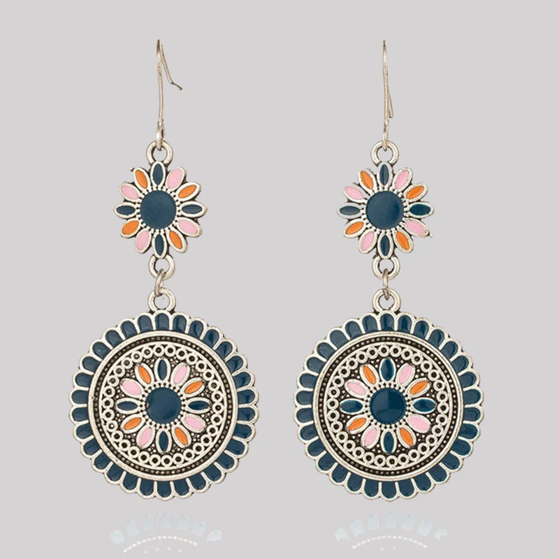 Bohemian Vintage Geometric Patchwork Earrings - Panekey