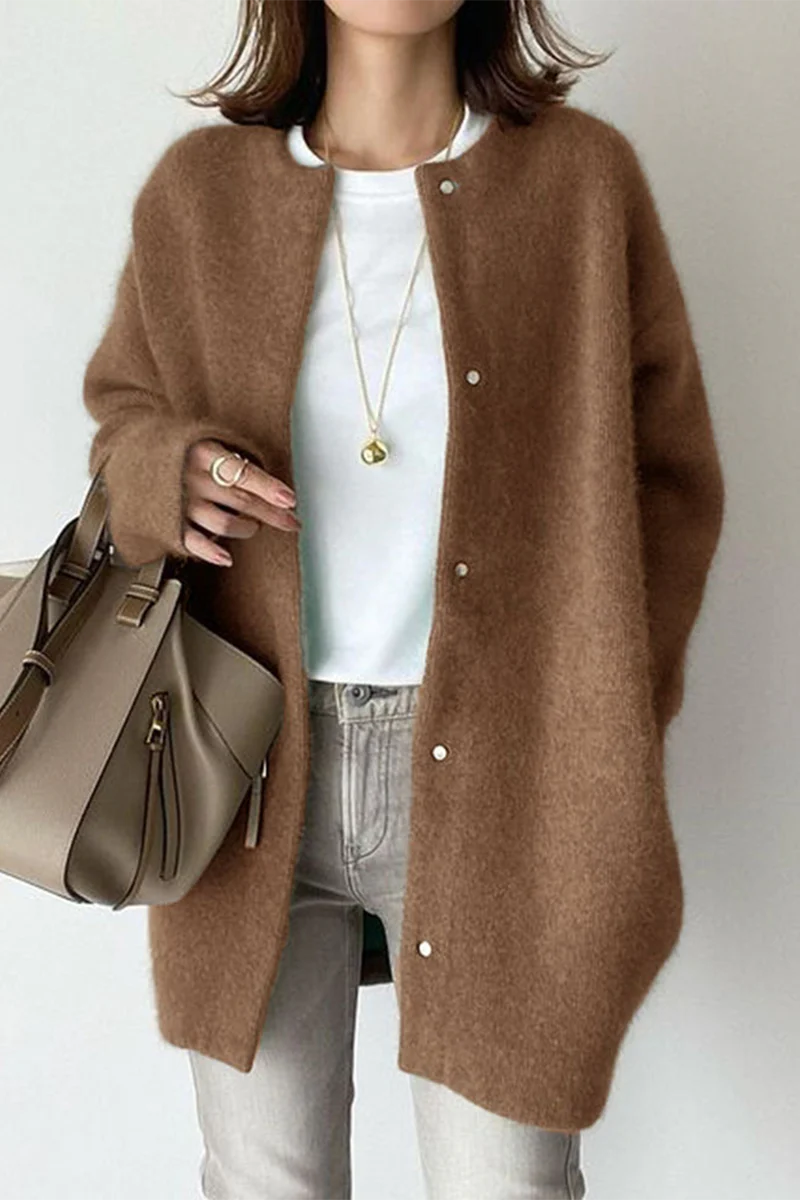 Casual Patchwork O Neck Outerwear(Knitted style)(9 Colors) - Panekey