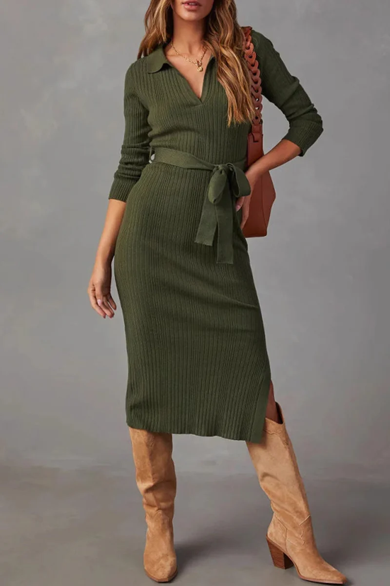 Casual Patchwork Slit Strap Design Wrapped Skirt Dresses(3 Colors) - Panekey