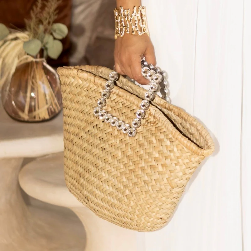 Casual Daily Patchwork Rhinestone Weave Bags - Panekey