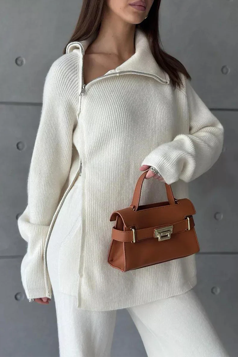 Casual Daily Zipper Collar Long Sleeve Two Pieces(6 Colors) - Panekey