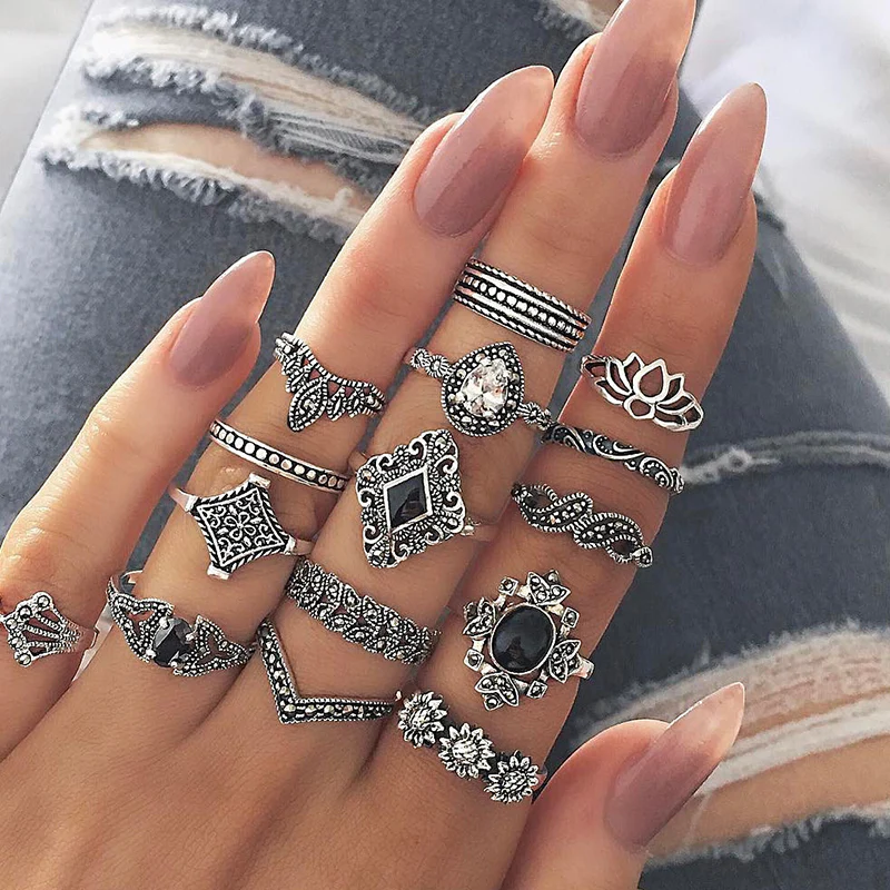 BOHO VINTAGE ANTIQUE ANEMONE RING - Panekey