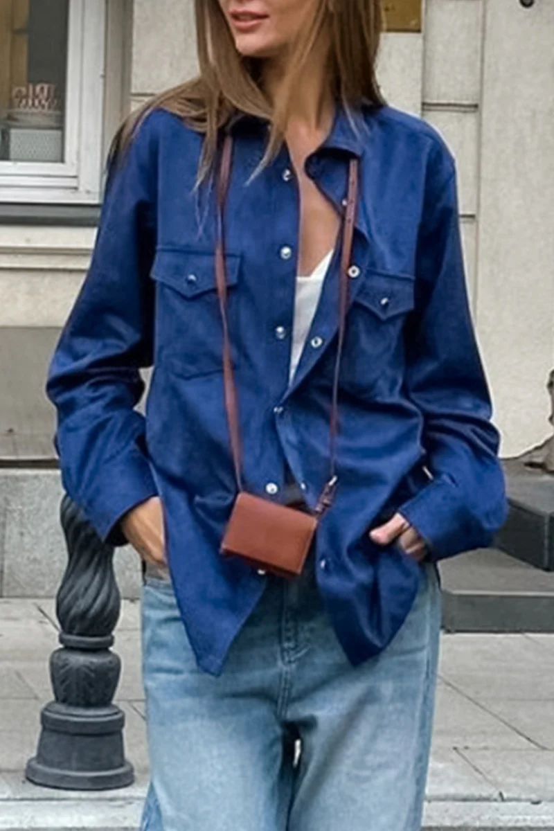 Casual Daily Buttons Turndown Collar Blouses - Panekey