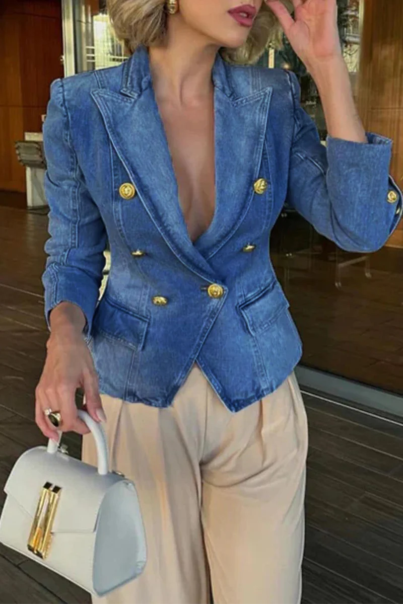 Casual Distressed Buttons Turn-back Collar Outerwear(3 Colors) - Panekey