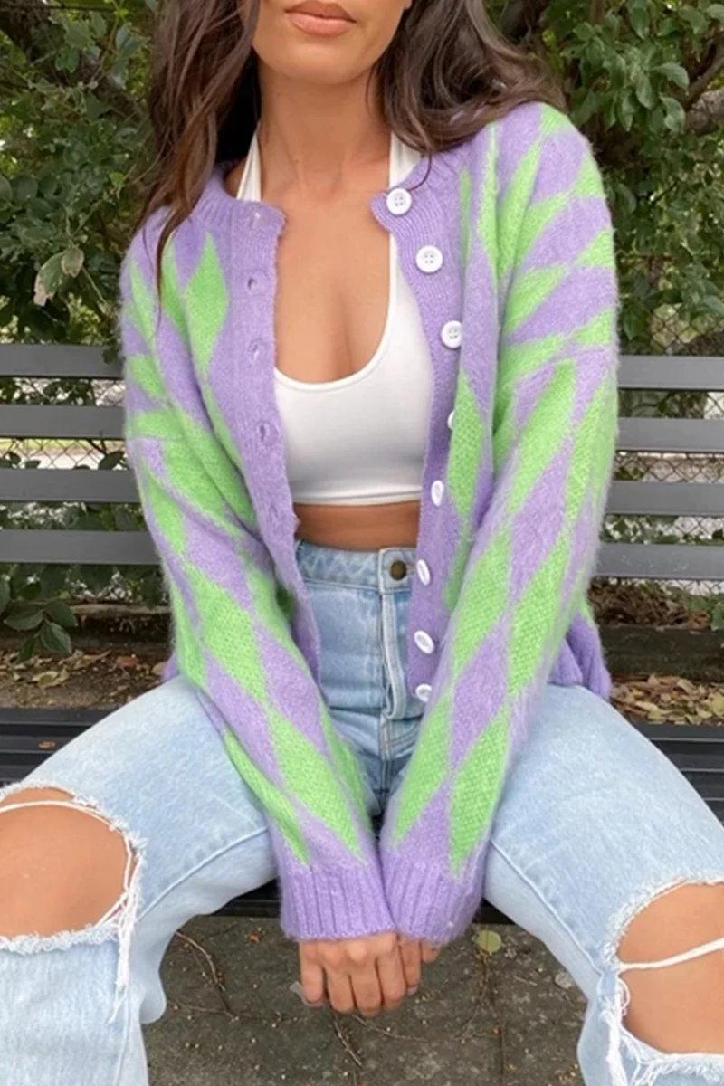 Casual Geometric Buckle Tops Sweater - Panekey