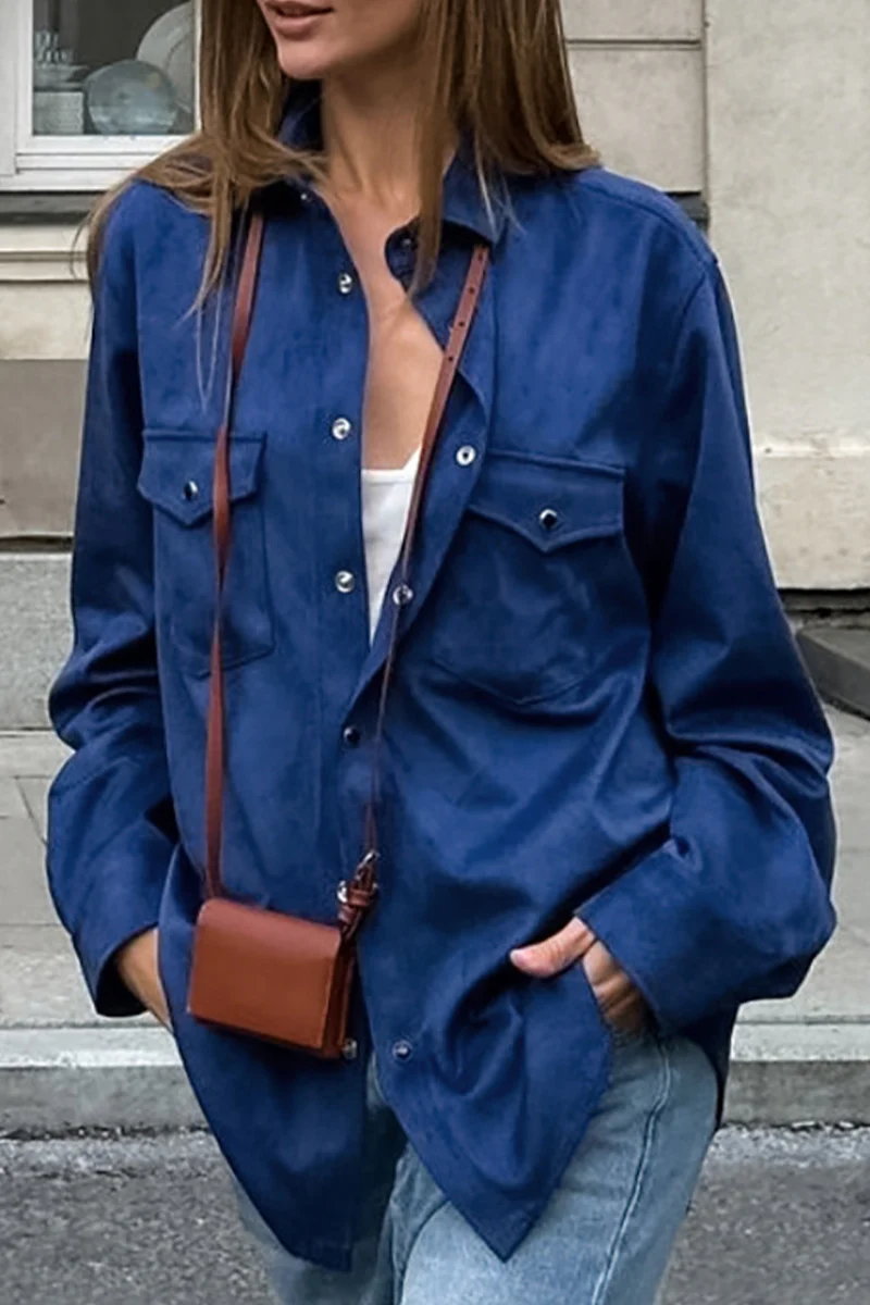 Casual Daily Buttons Turndown Collar Blouses - Panekey