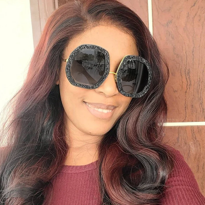 Casual Daily Vintage Patchwork Rhinestone Sunglasses - Panekey