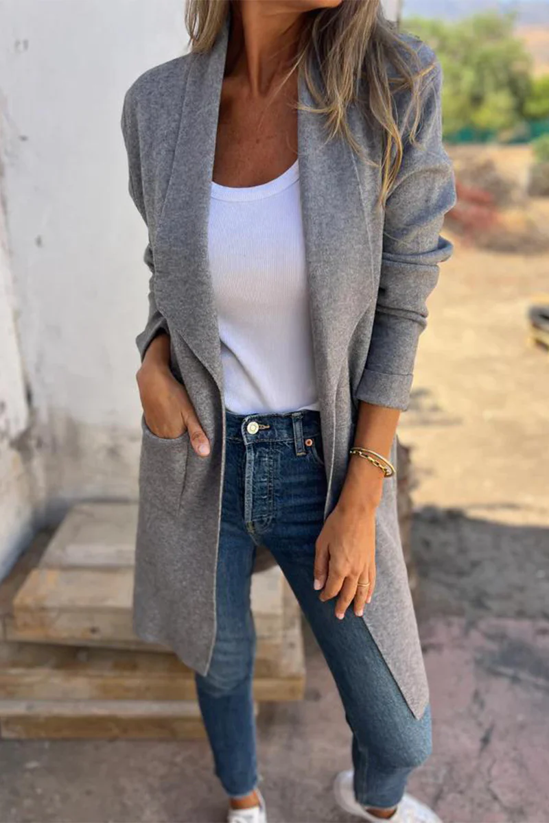 Casual Daily Solid Color Pocket Turndown Collar Outerwear(5 Colors) - Panekey