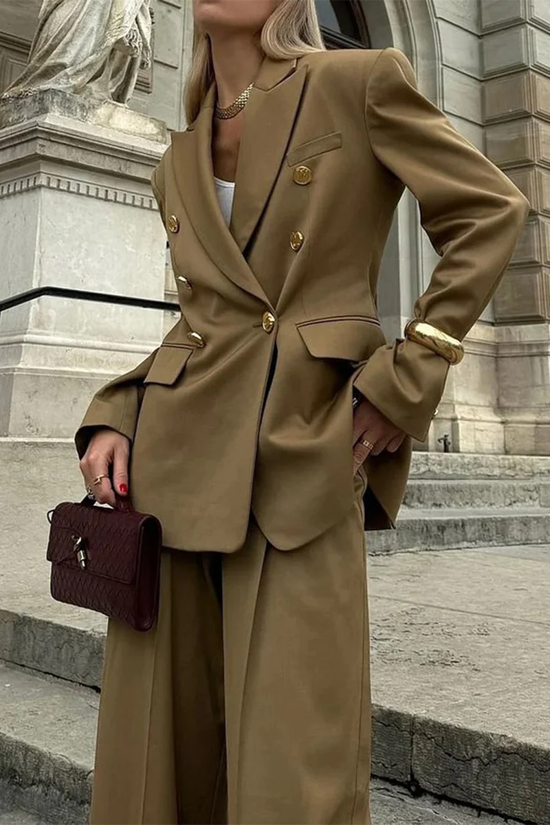 Casual Buttons Turn-back Collar Long Sleeve Two Pieces - Panekey