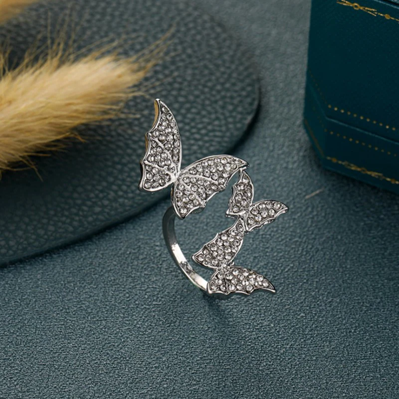 Casual Daily Butterfly Rhinestone Rings - Panekey