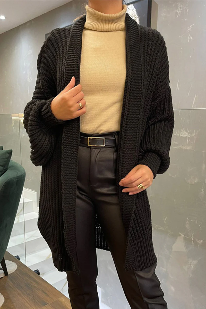 Casual Daily Solid Color Weave Cardigan Collar Cardigans - Panekey