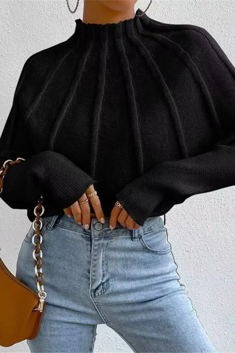 Casual Daily Patchwork Weave Half A Turtleneck Sweaters (3 Colors) - Panekey