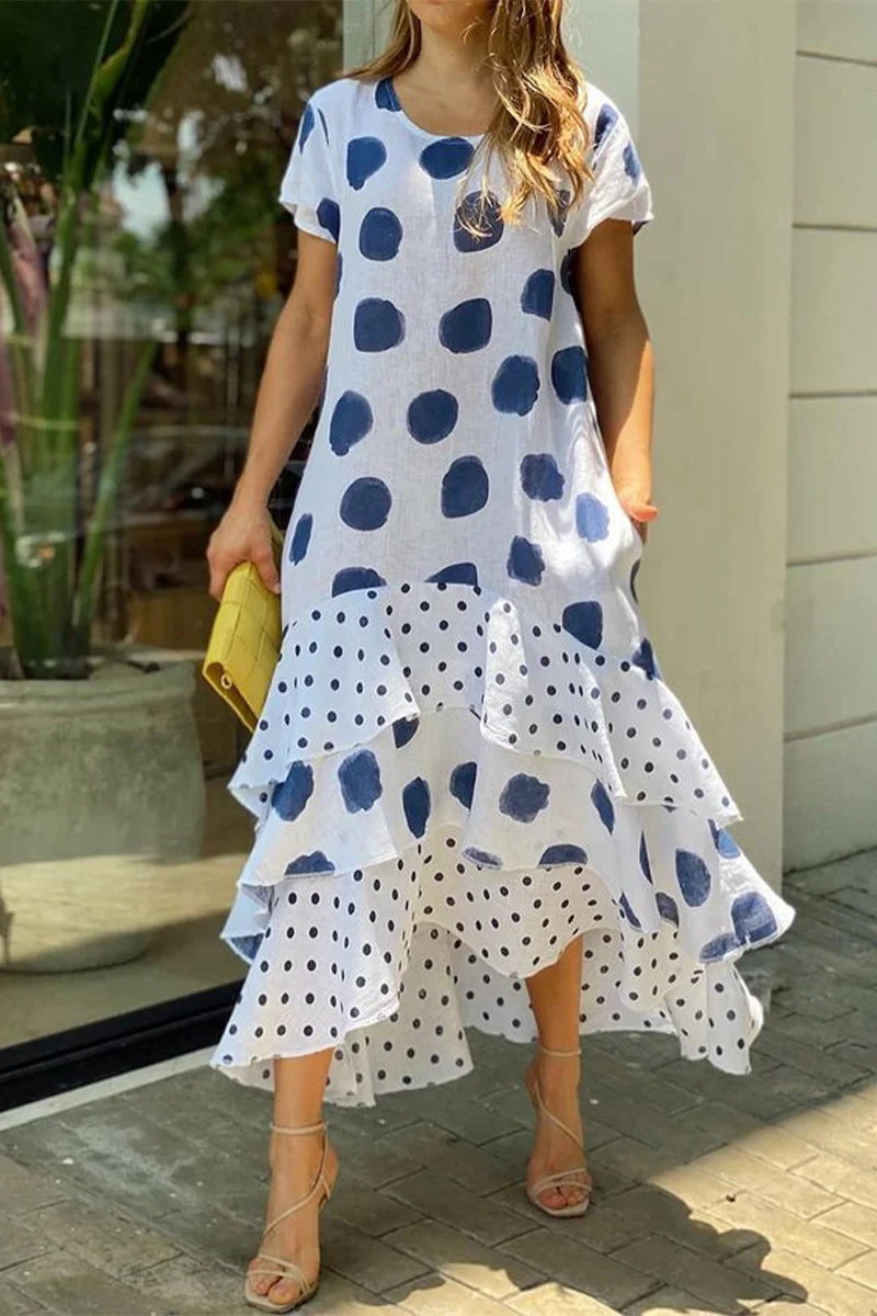 Casual Dot Patchwork Printed Dress Dresses(10 Colors) - Panekey