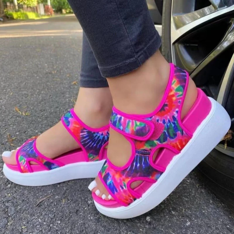 Casual Hollowed Out Patchwork Printing Solid Color Round Shoes - Panekey