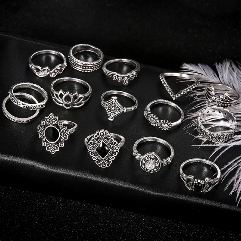 BOHO VINTAGE ANTIQUE ANEMONE RING - Panekey