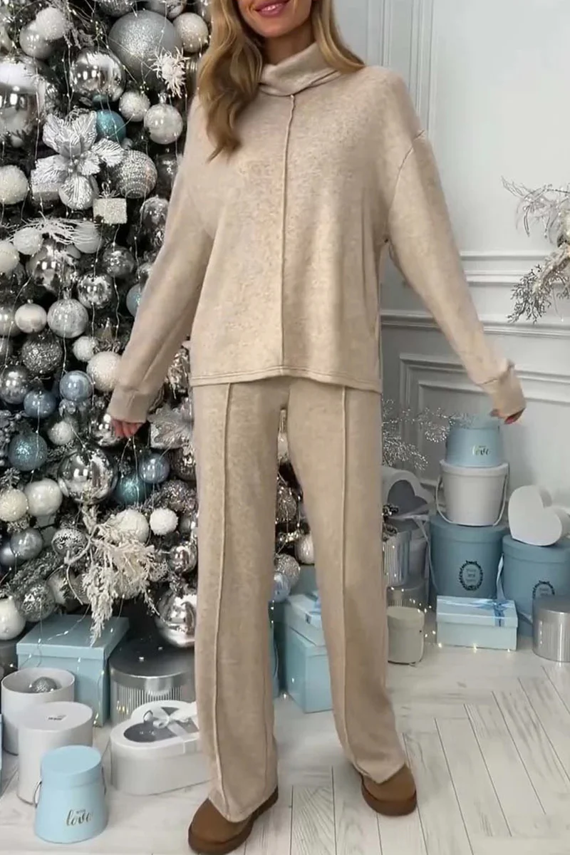 Casual Basic Turtleneck Long Sleeve Two Pieces(3 Colors) - Panekey