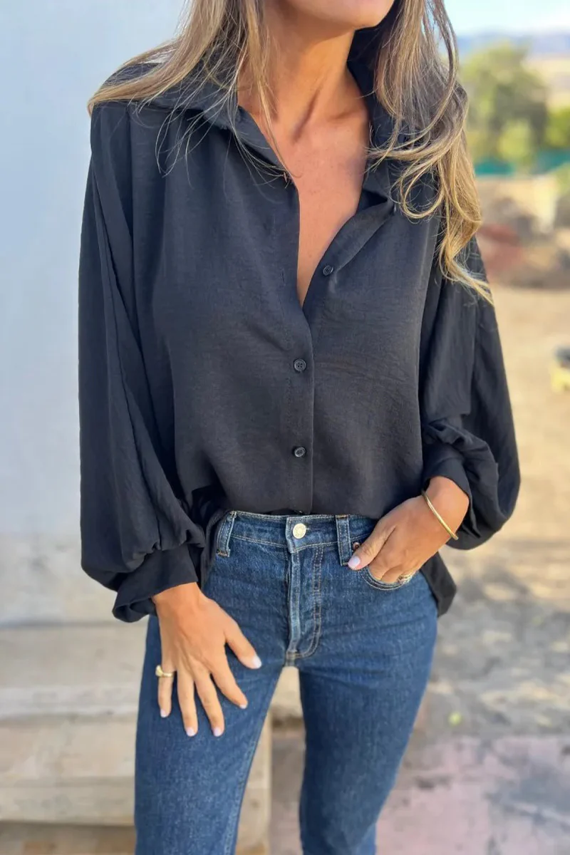 Casual Daily Buttons Turndown Collar Blouses(5 Colors) - Panekey