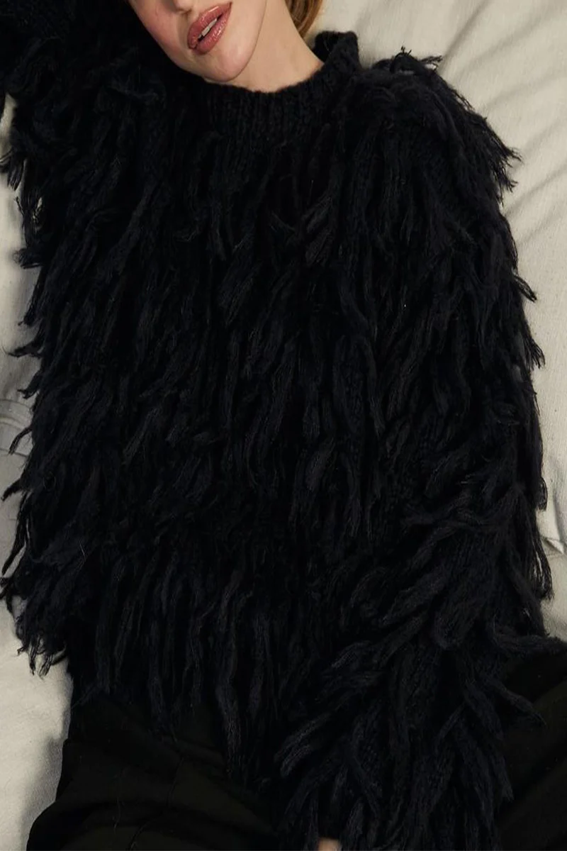 British Style Elegant Solid Tassel O Neck Sweaters(5 Colors) - Panekey