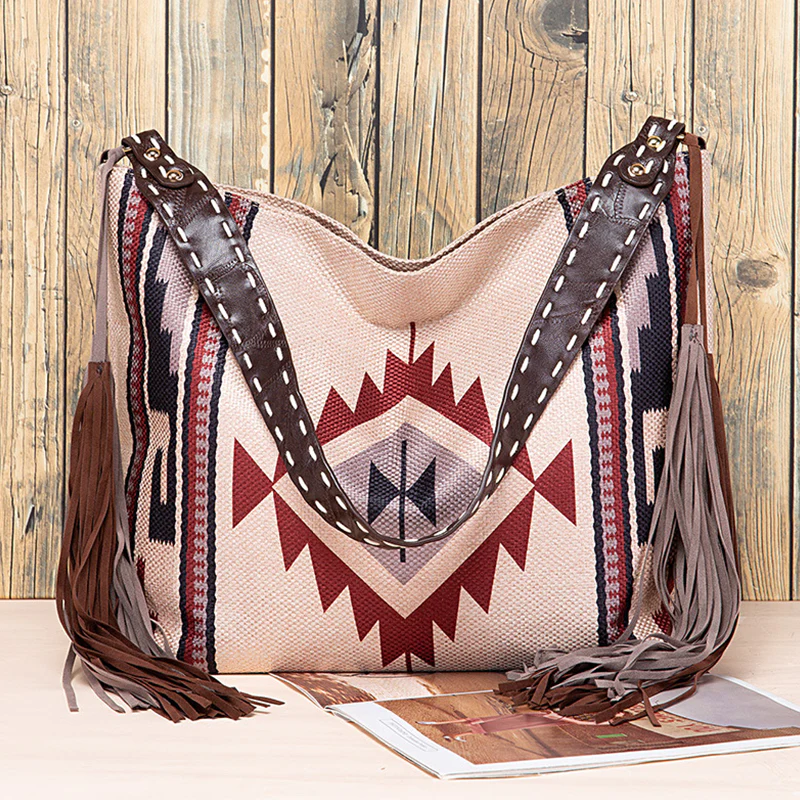 Casual College Color Block Tassel Bags - Panekey