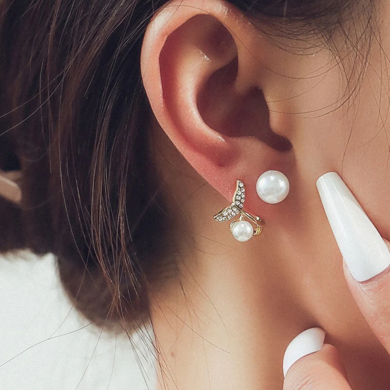 Casual Daily Patchwork Pearl Rhinestone Earrings - Panekey