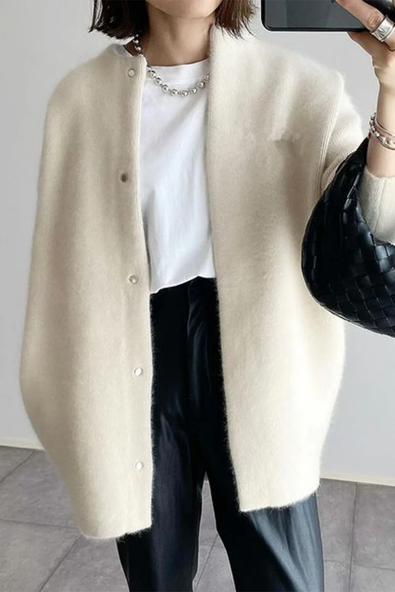 Casual Gross O Neck Outerwear(wool felt style)(9 Colors) - Panekey