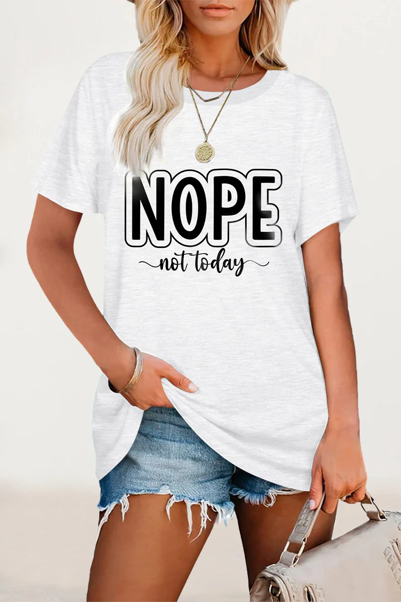 Casual Letter Print O Neck T-Shirts - Panekey