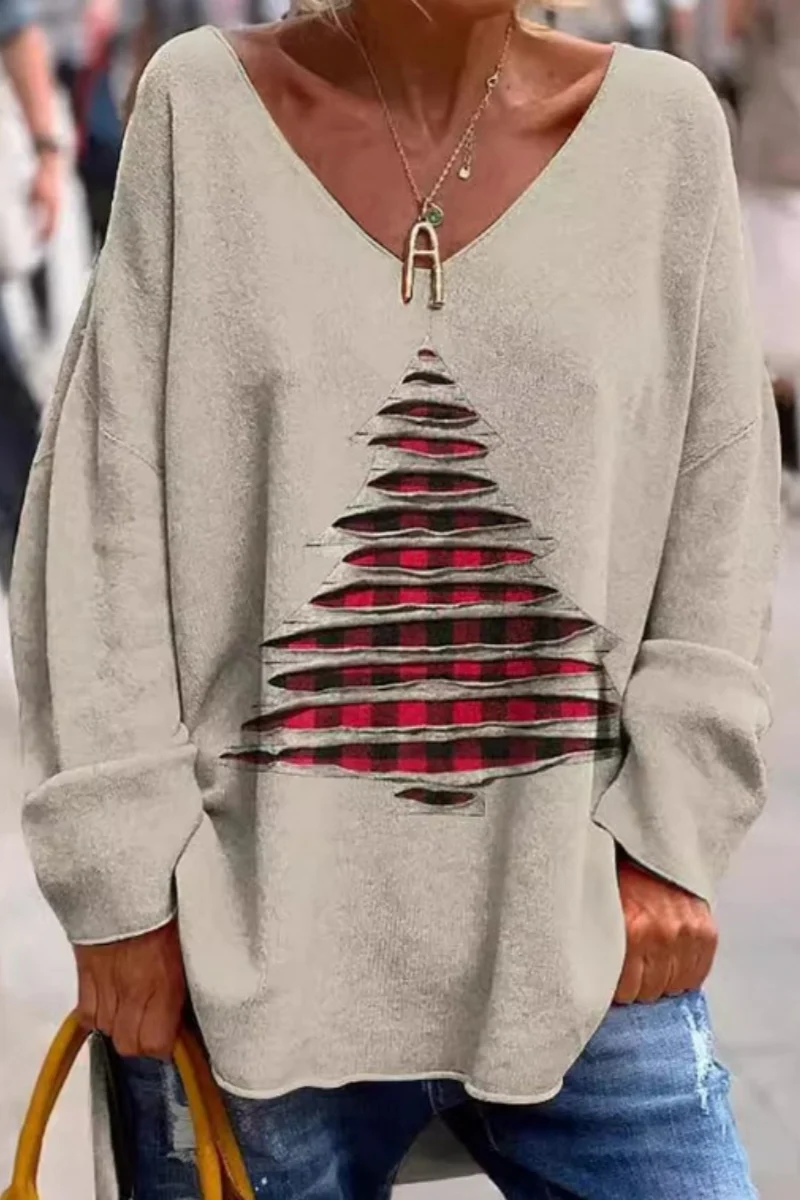 Casual Daily Print Basic V Neck Tops(3 Colors) - Panekey