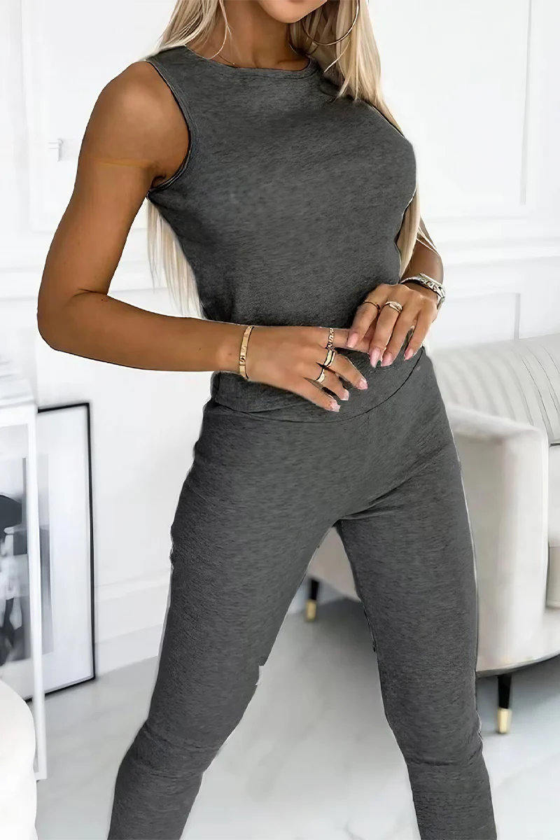 Casual O Neck Sleeveless Two Pieces(10 Colors) - Panekey