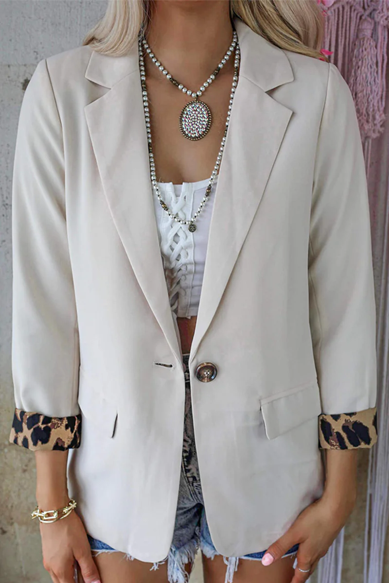 Casual Leopard Patchwork Turndown Collar Outerwear(6 Colors) - Panekey